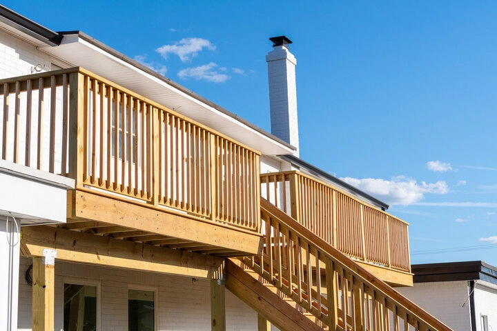 Professional floating deck builders discussing custom backyard deck plans with Sacramento homeowners