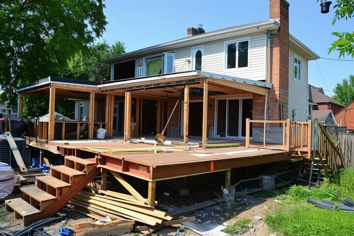 Custom deck railing and staircase installation enhancing safety and outdoor design appeal