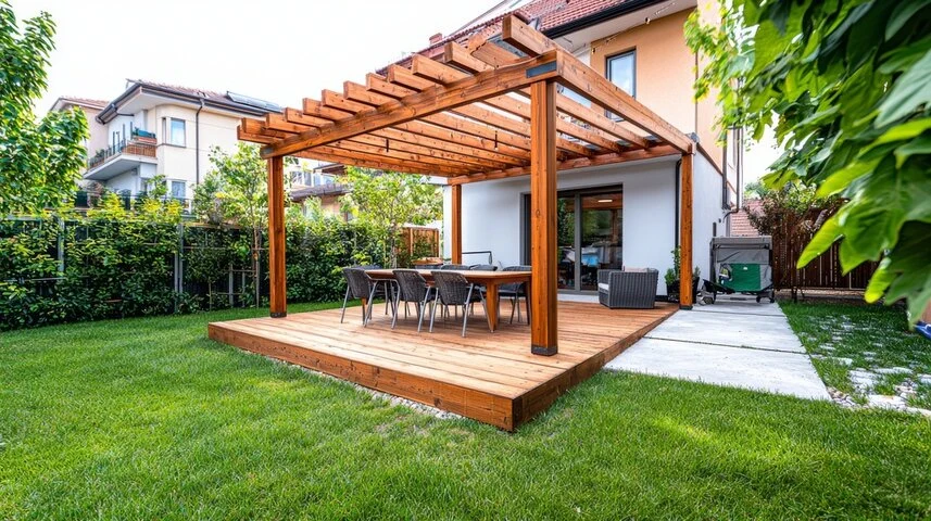 Deck replacement project transforming an aging backyard deck into a modern outdoor space